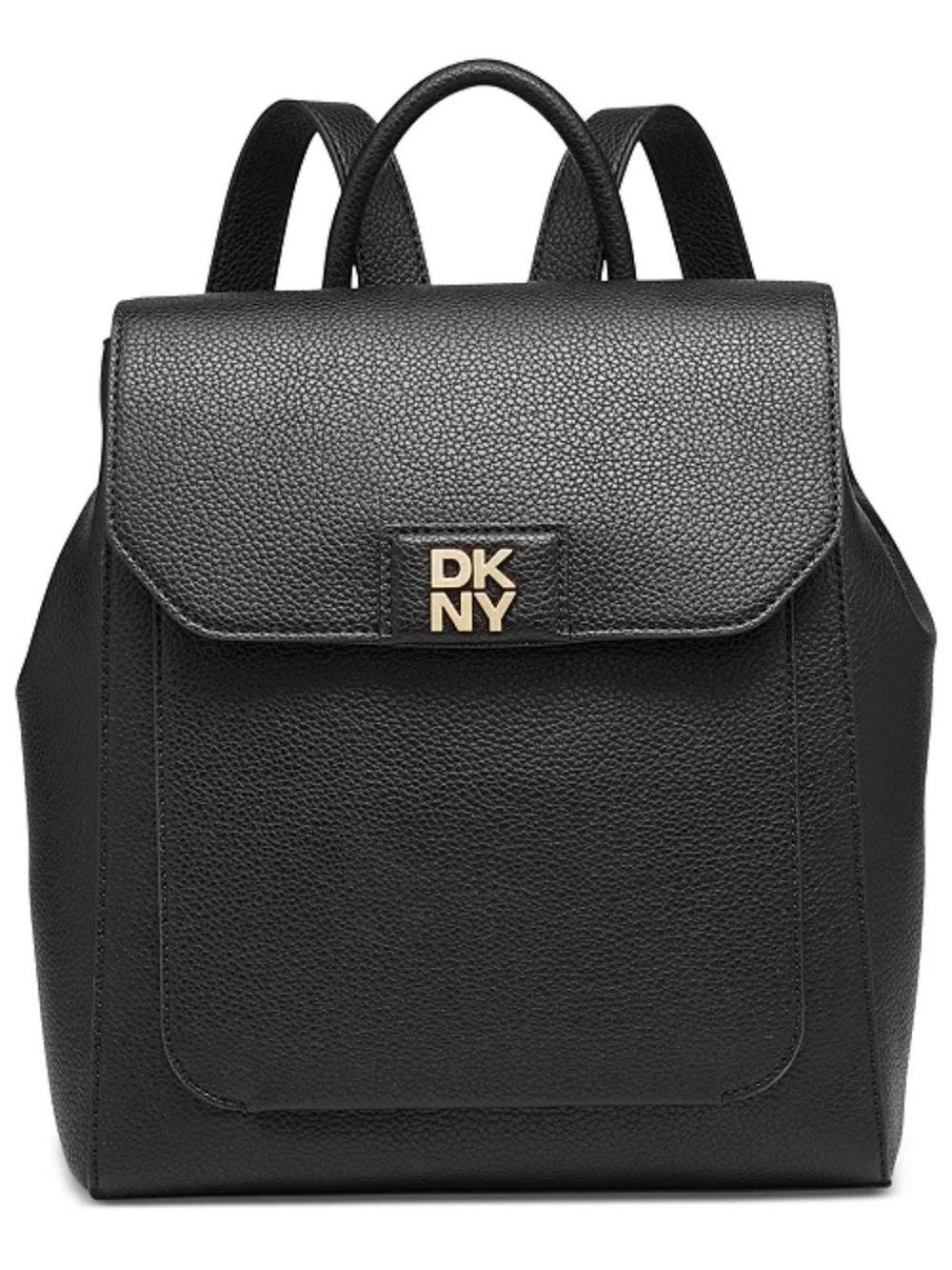 DKNY Robin Small Backpack Black Pebbled Faux Leather Gold Logo NWT Dust Bag - Picture 12 of 12